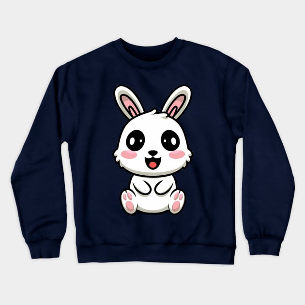 Kawaii White Bunny Crewneck Sweatshirt by Illustradise